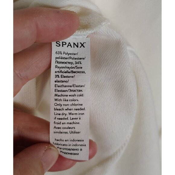 Spanx Medium Perfect Length White 3/4 Sleeve Sweatshirt Pullover Relaxed Fit - Picture 4 of 4